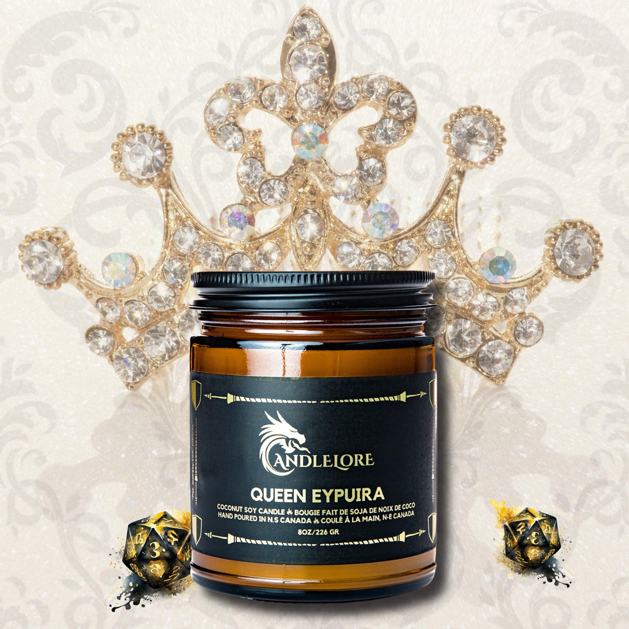 candle with a crown above it