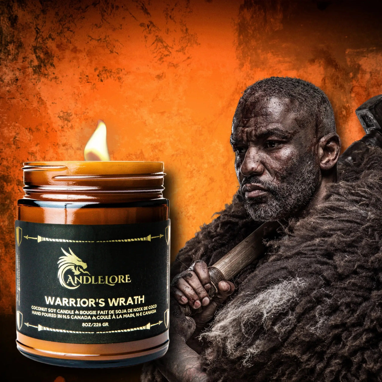 a warrior with a candle