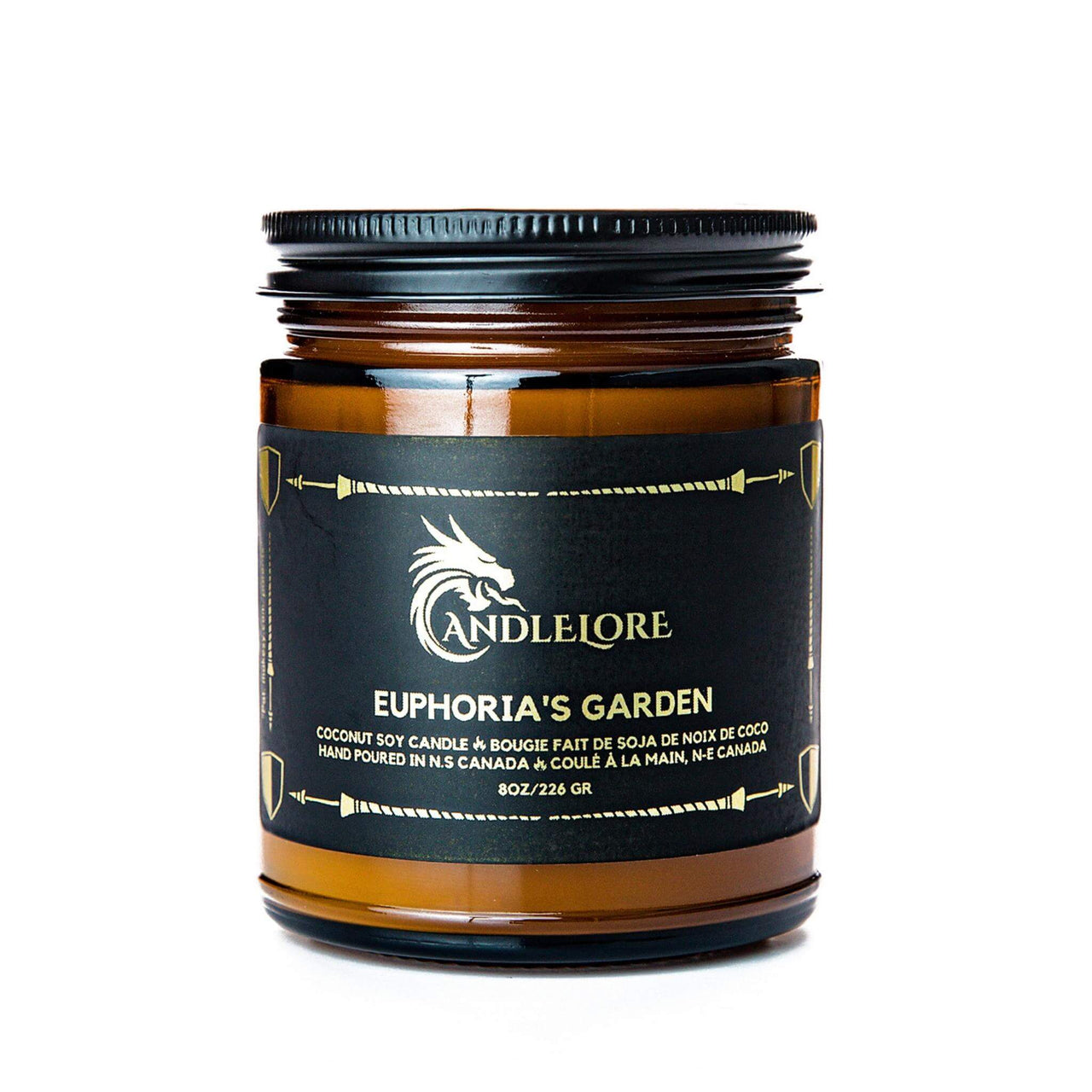 Medium Euphoria's Garden scented candle on a white background