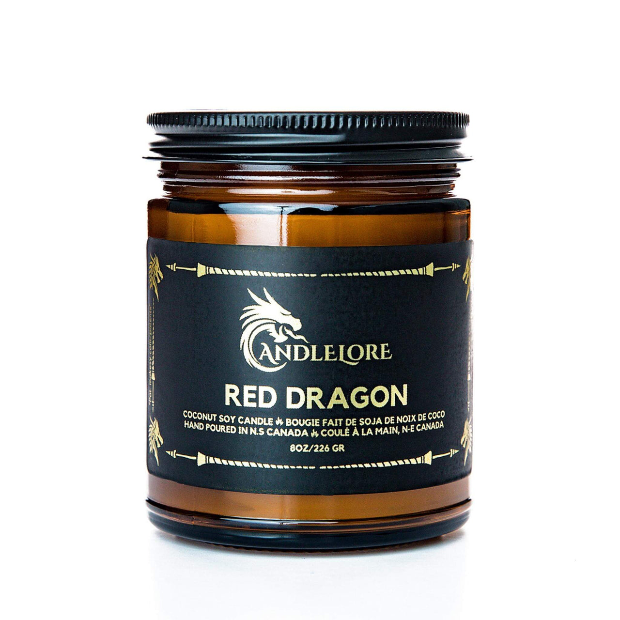 Medium Red Dragon scented candle on a white background