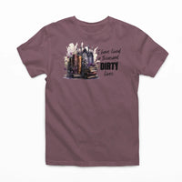 Thumbnail for a maroon I have lived a 1000 dirty lives tshirt V2 design B