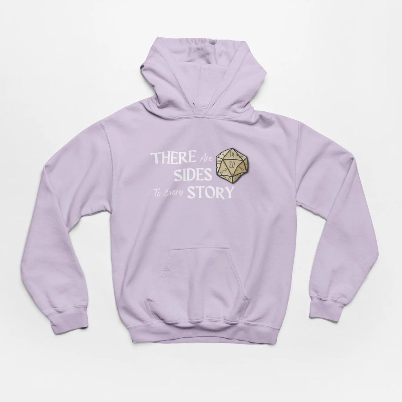 Orchid There are 20 sides to every story hoodie with white text