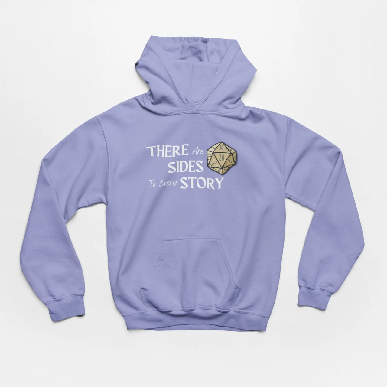 Violet There are 20 sides to every story hoodie with white text