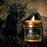 Thumbnail for Lit Black Dragon Candle beside a black dragon in the swamps