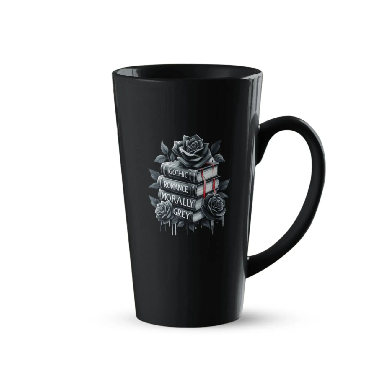 Black Large Book and Roses mug