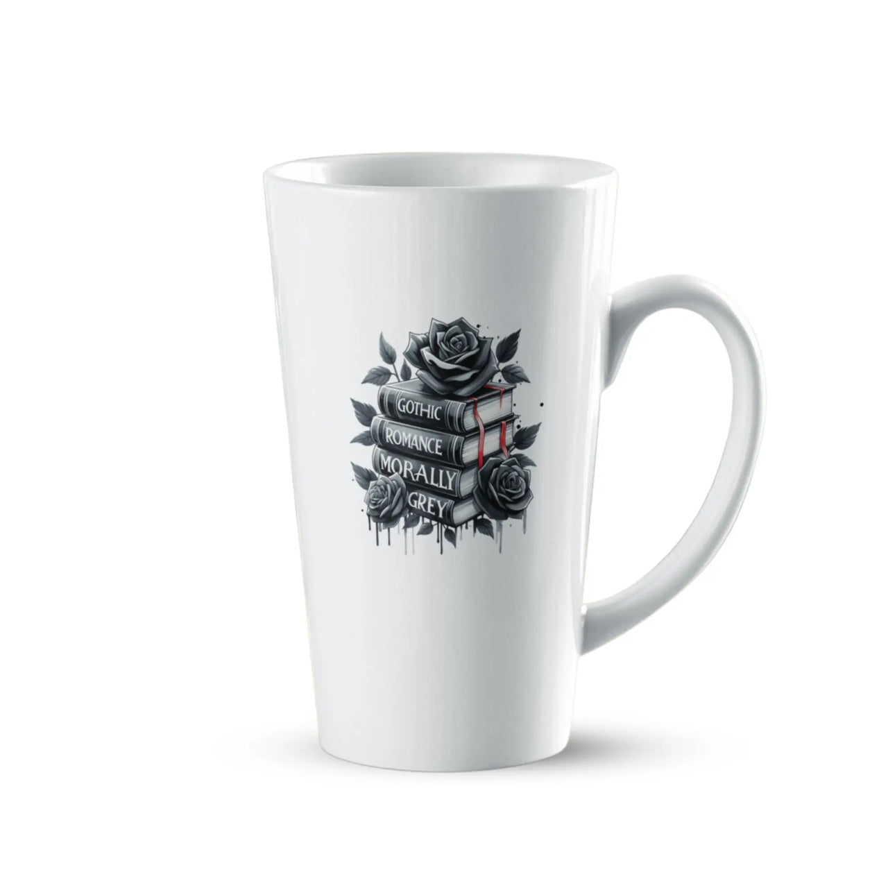 White Large Book and Roses mug