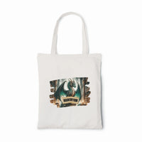 Thumbnail for white bookwyrm tote bag