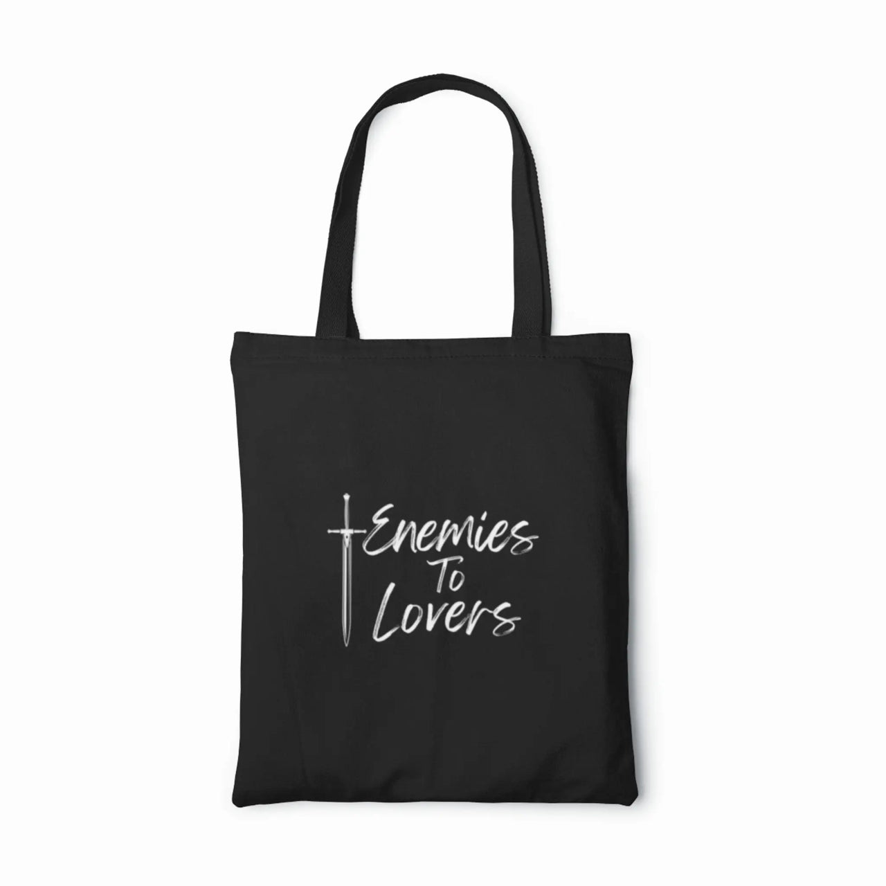 Enemies To Lovers tote white on black