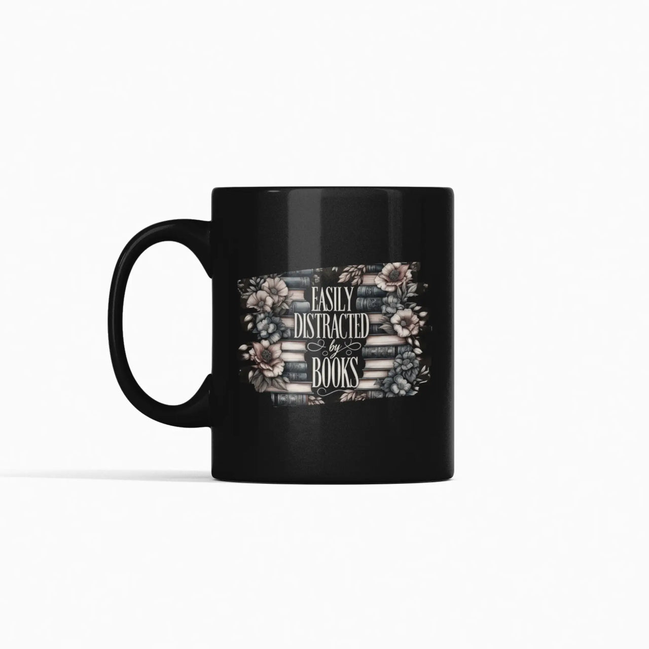 Black Easily Distracted By Books Mug