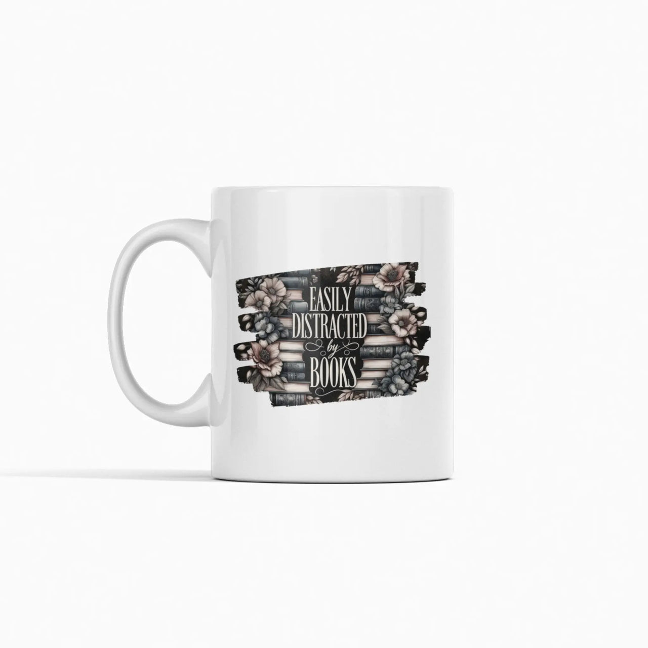 White Easily Distracted By Books Mug