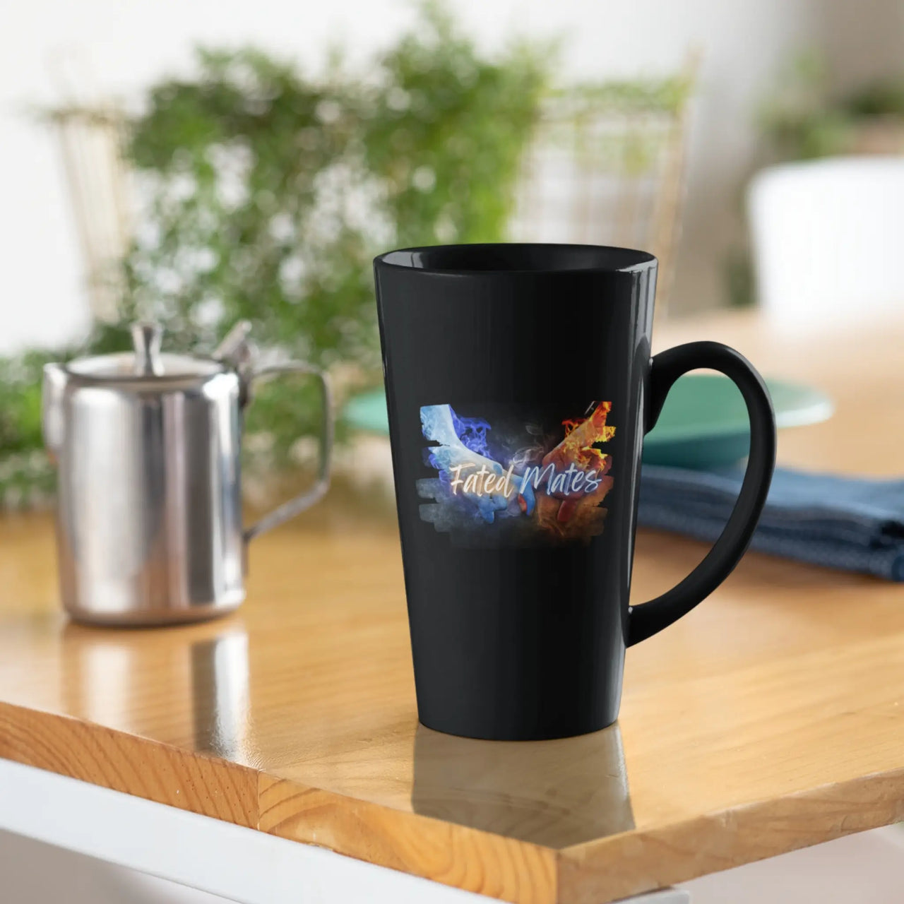 Black Large Fated Mates Mug on a table