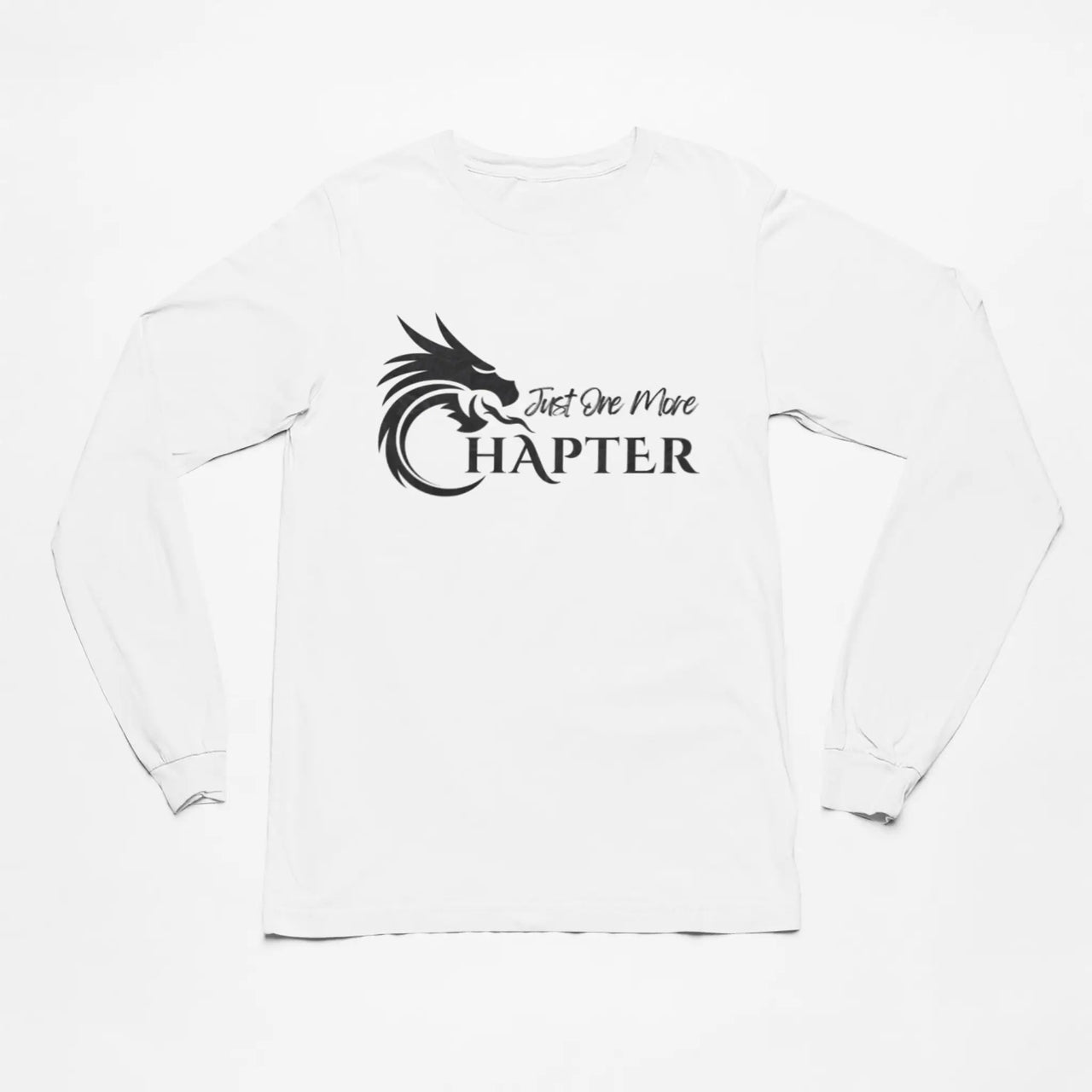 Just One More Chapter Logo design long sleeve in white