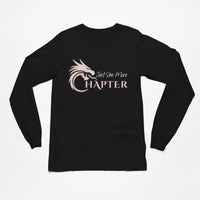 Thumbnail for Just One More Chapter Logo design long sleeve in black with pink text