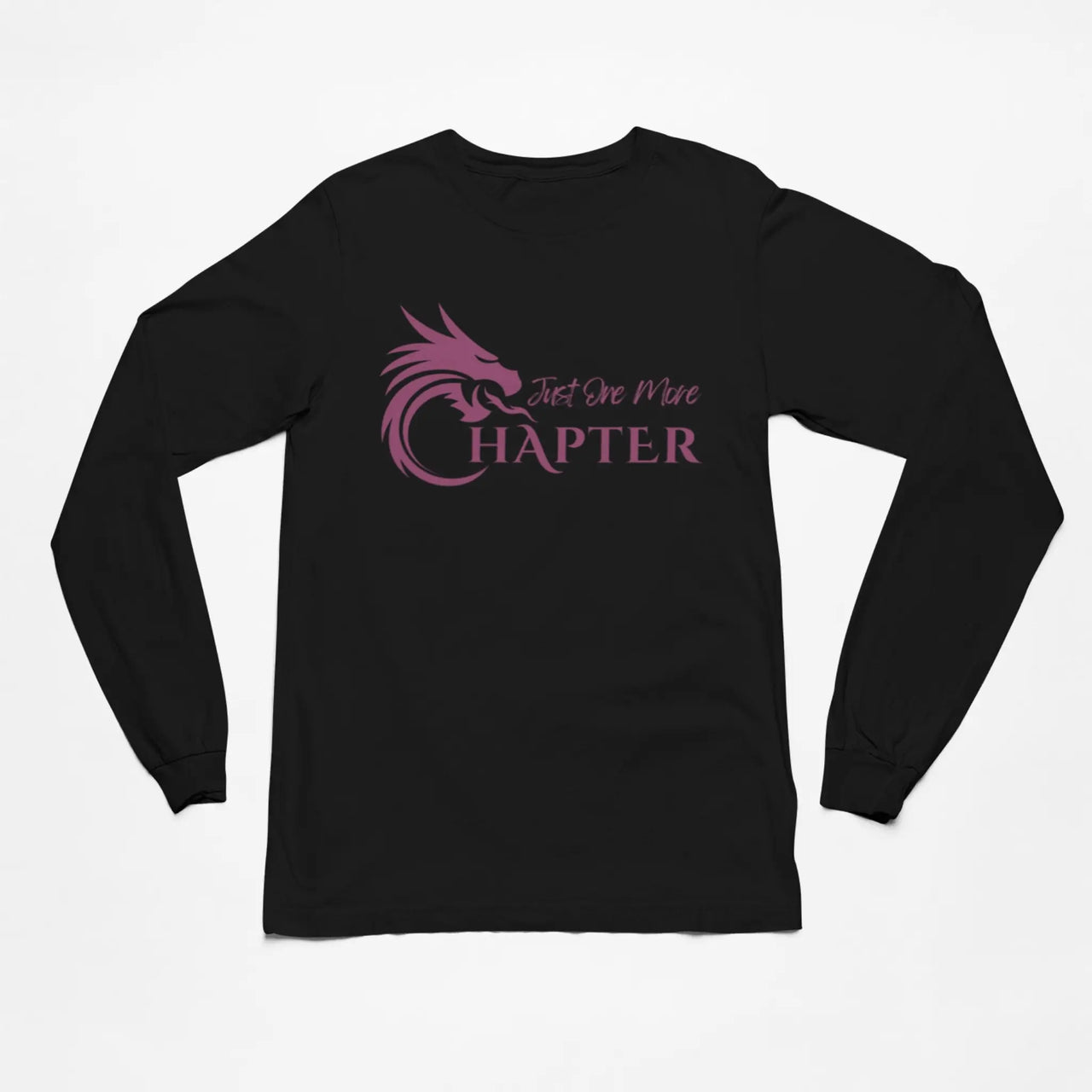 Just One More Chapter Logo design long sleeve in black with purple text