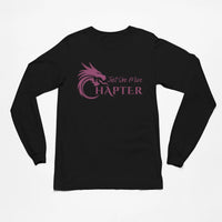 Thumbnail for Just One More Chapter Logo design long sleeve in black with purple text