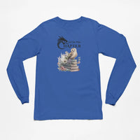 Thumbnail for Just One More Chapter long sleeve shirt V2 in blue with a small owl