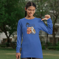 Thumbnail for woman wearing a Just One More Chapter long sleeve shirt V2 in blue