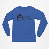 Thumbnail for Just One More Chapter Logo design long sleeve in blue with black text