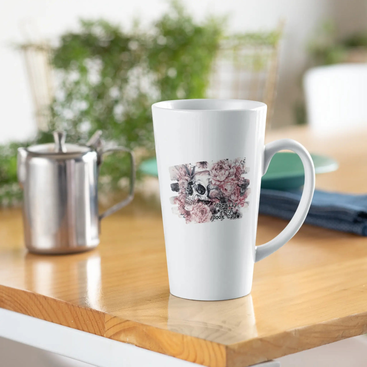 white large morally grey mug on a table