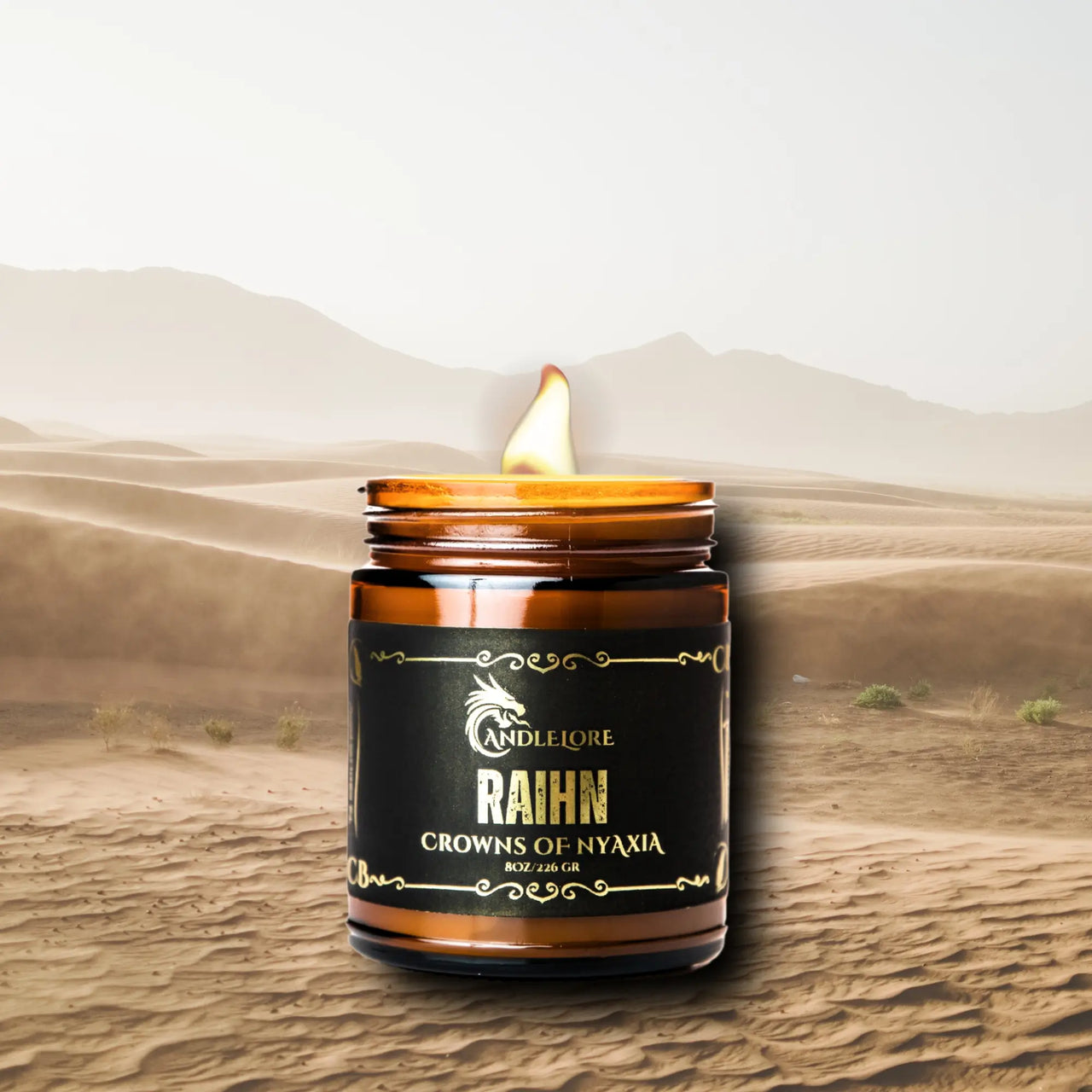 Raihn candle in the desert