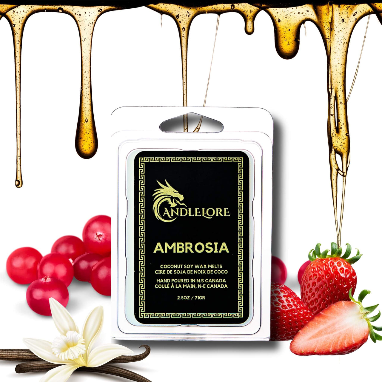 ambrosia melts with nectar, fruit and vanilla around it