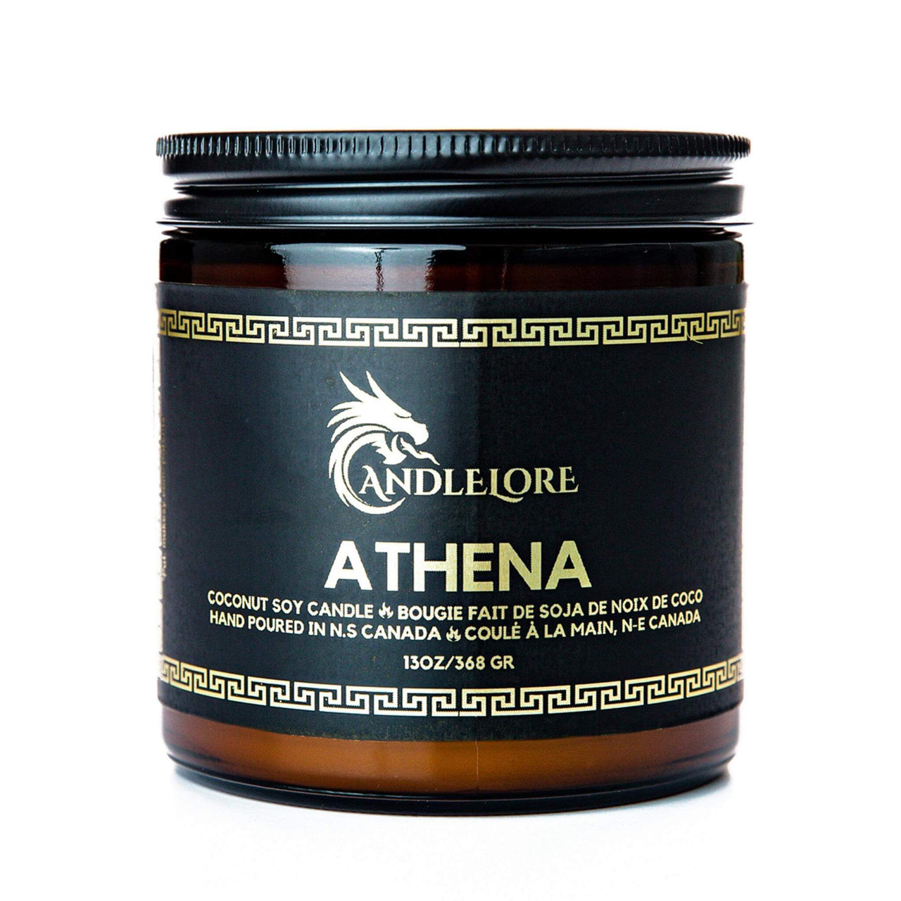Large Athena scented candle on a white background