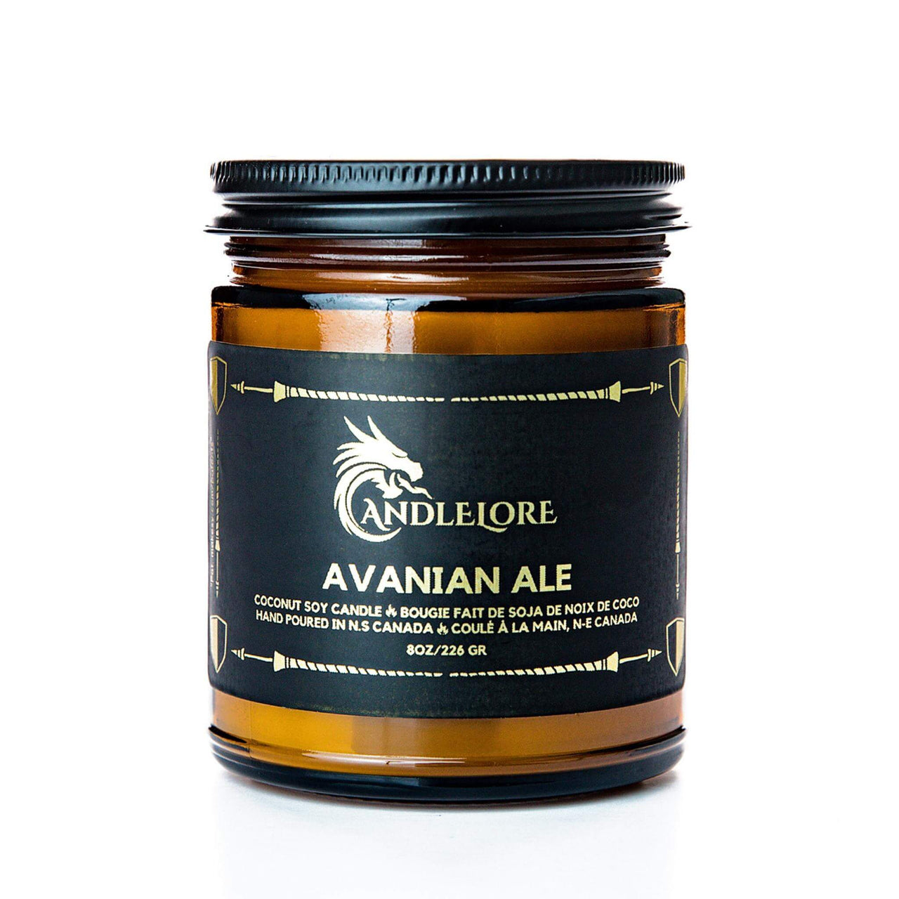 Medium Avanian Ale scented candle on a white background