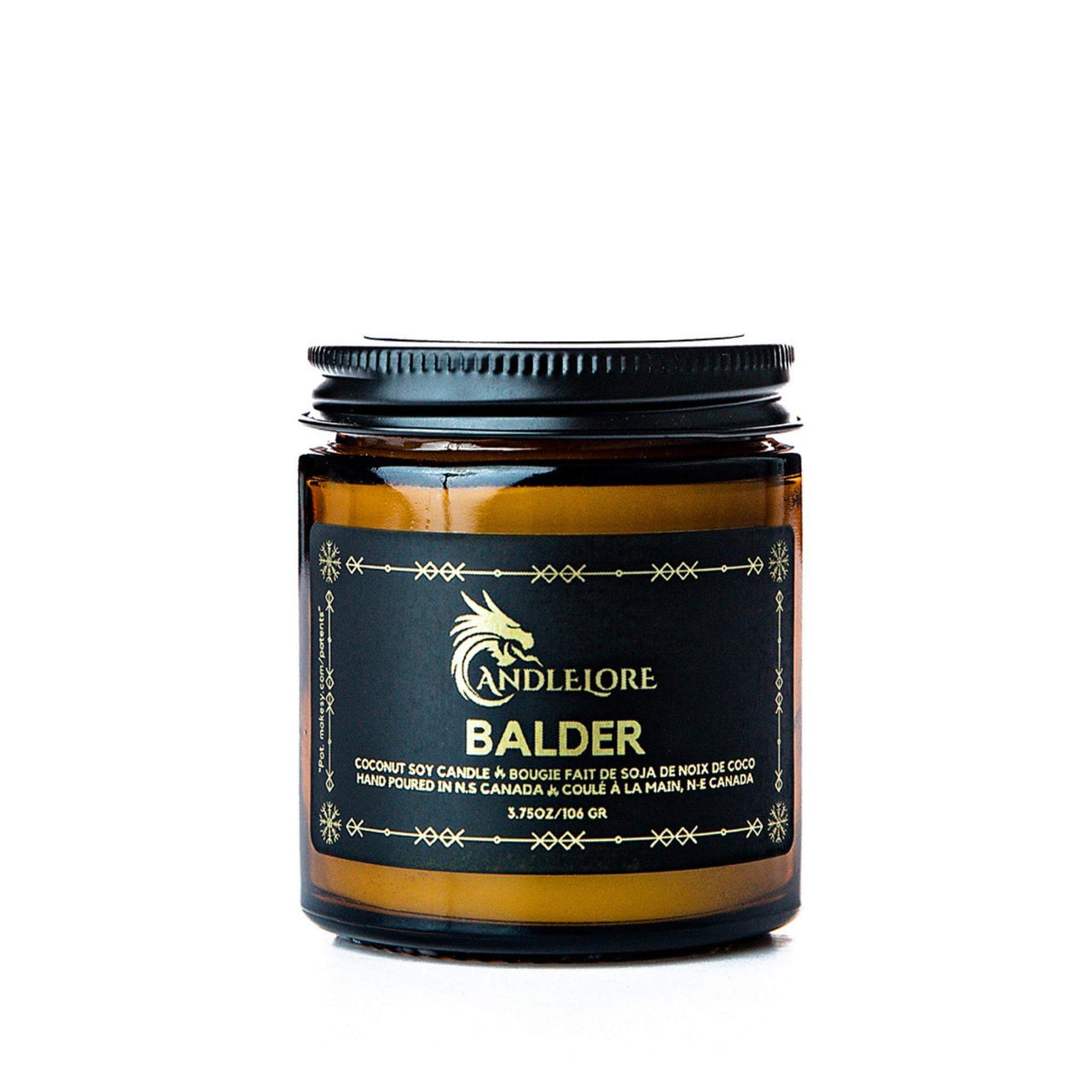 Small Balder scented candle on a white background