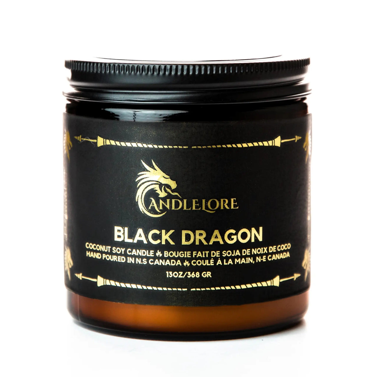 Large Black Dragon Candle on white background