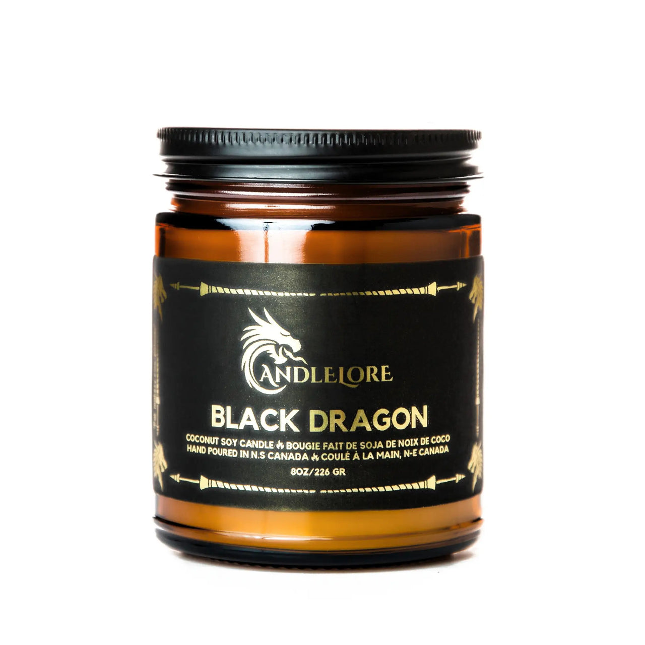 Medium Black Dragon Candle on white background