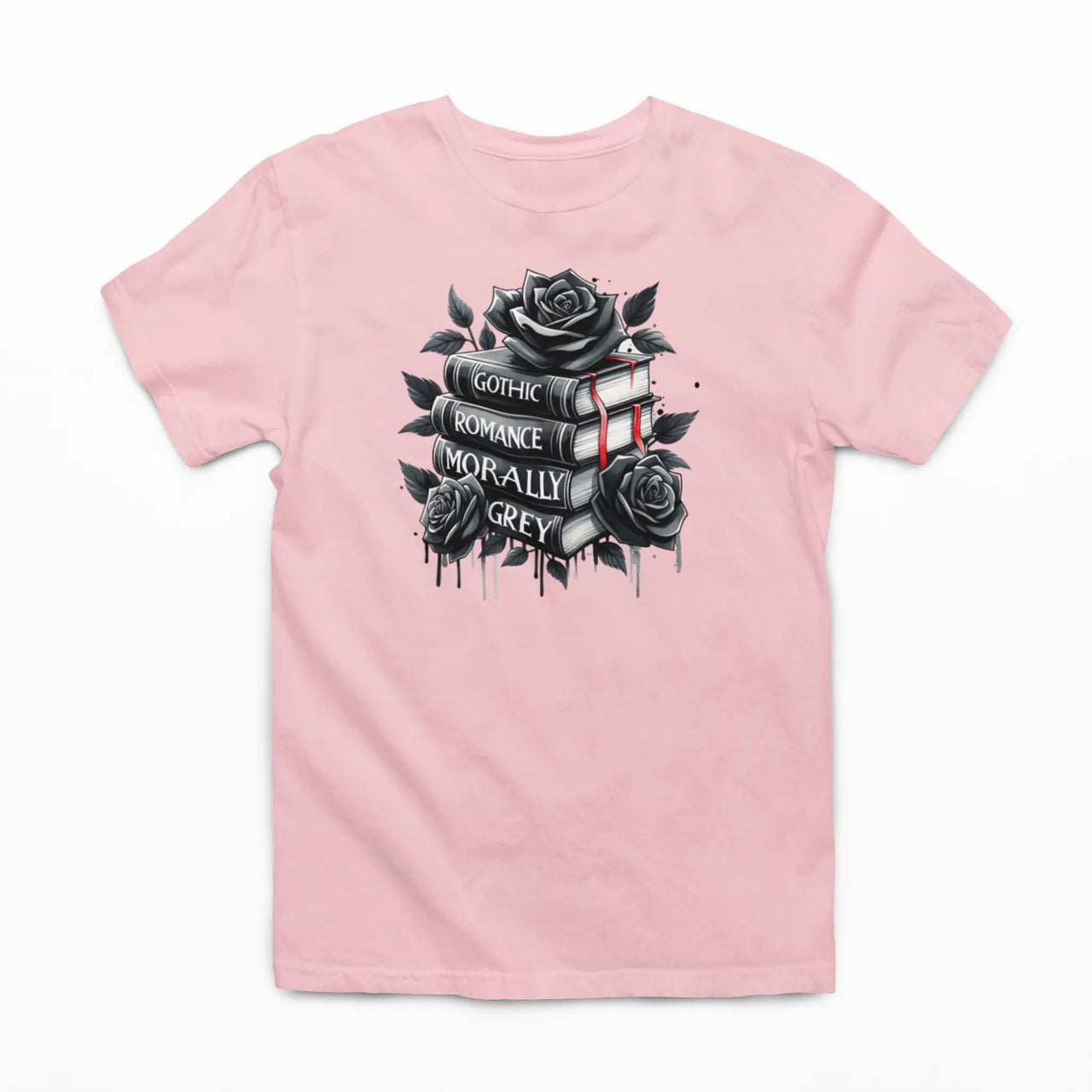 light pink books and roses t-shirt