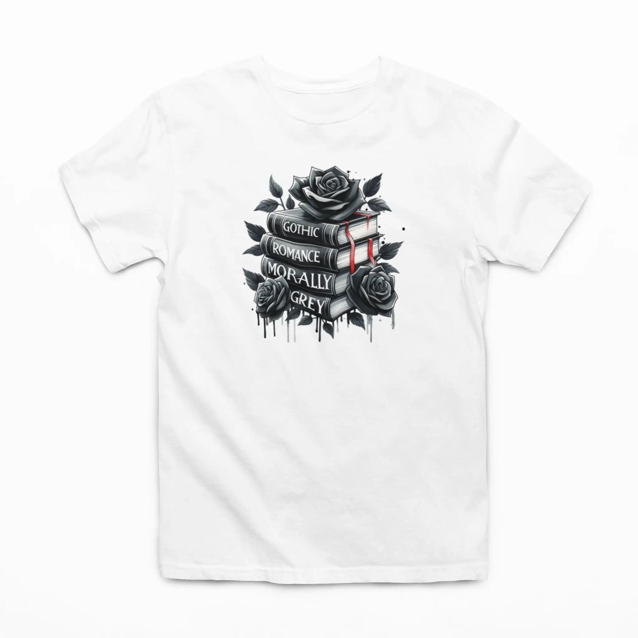 white books and roses t-shirt