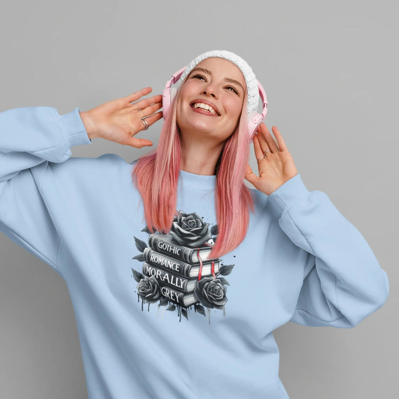 Books And Roses Sweatshirt blue color