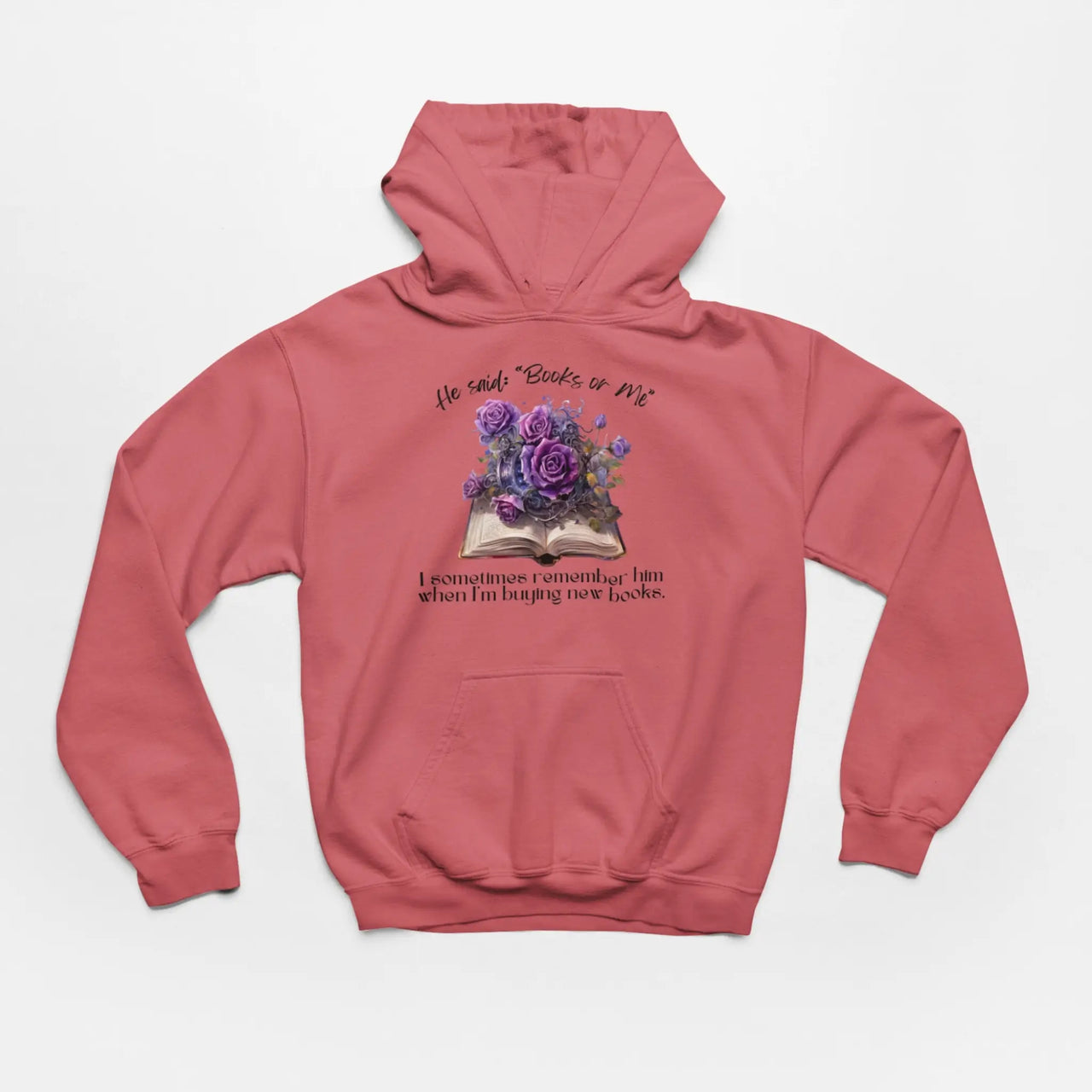 Dark pink Books Or Me Hoodie