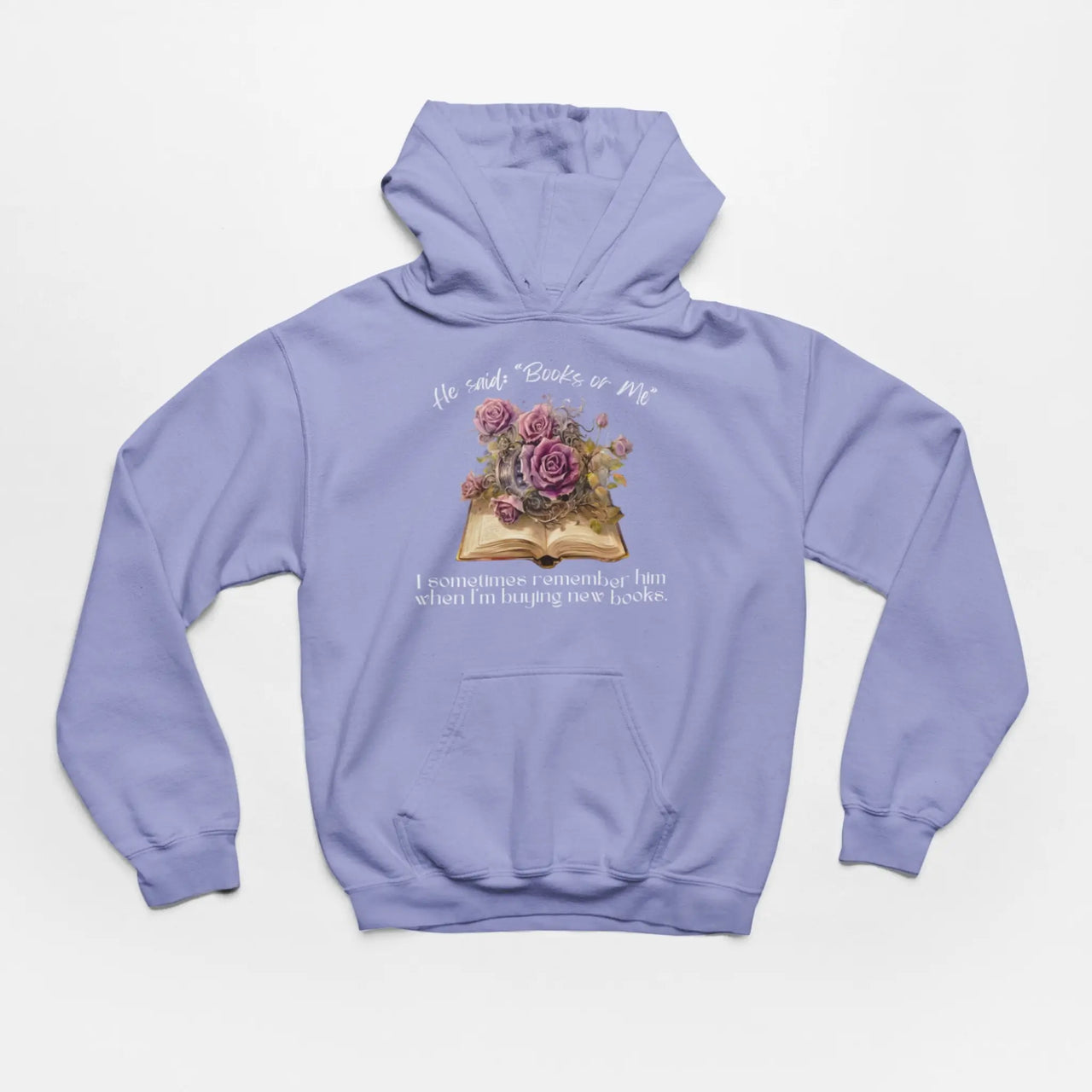 Violet Books Or Me Hoodie with white text