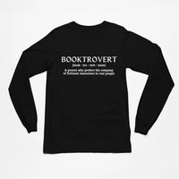 Thumbnail for Booktrovert long sleeve tshirt in black with white text