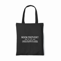 Thumbnail for a black booktrovert tote with white writing