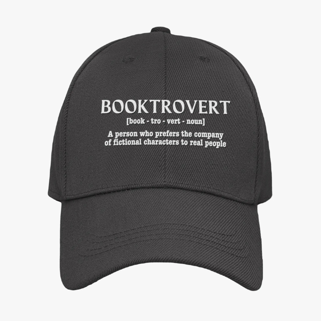 Booktrovert cap in black with white writting