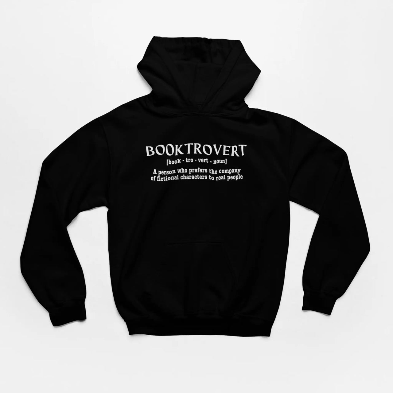 black Booktrovert Hoodie with white text