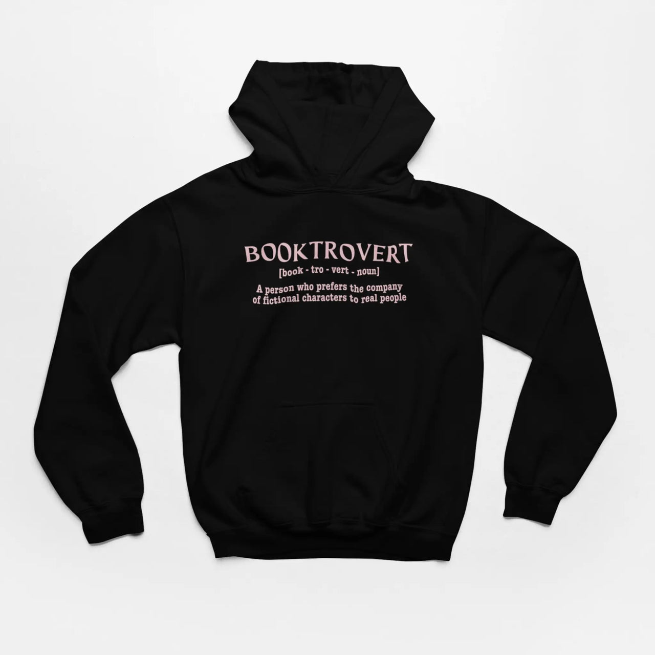 black Booktrovert Hoodie with pink text