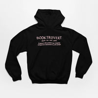 Thumbnail for black Booktrovert Hoodie with pink text