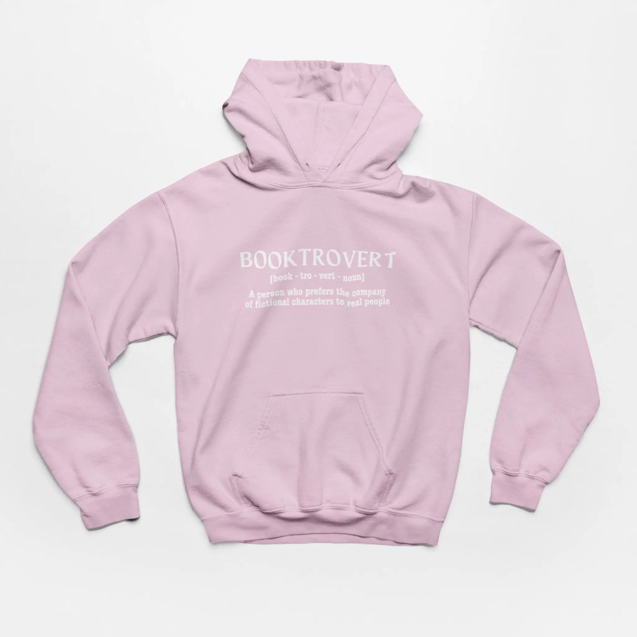 Pink Booktrovert Hoodie with white text