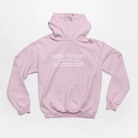 Thumbnail for Pink Booktrovert Hoodie with white text