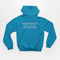 Thumbnail for teal booktrovert hoodie with pink text