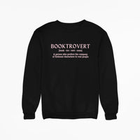 Thumbnail for black Booktrovert Sweatshirt with pink text