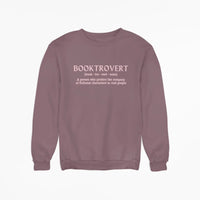 Thumbnail for Maroon Booktrovert Sweatshirt with pink design