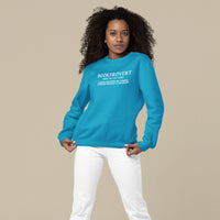 Thumbnail for woman posing in a Teal Booktrovert Sweatshirt with white text