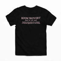 Thumbnail for black booktrovert tshirt pink writing