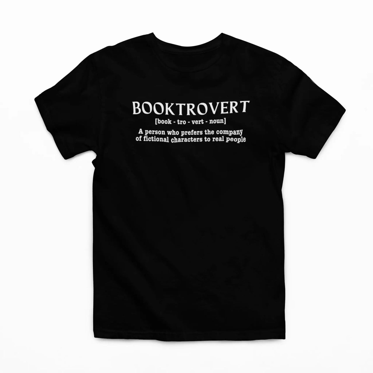 black booktrovert tshirt white writing