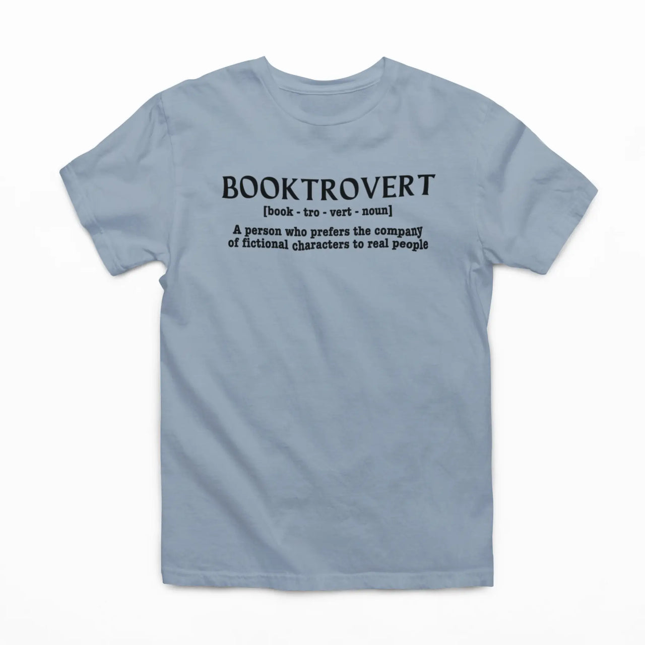 light blue booktrovert tshirt 